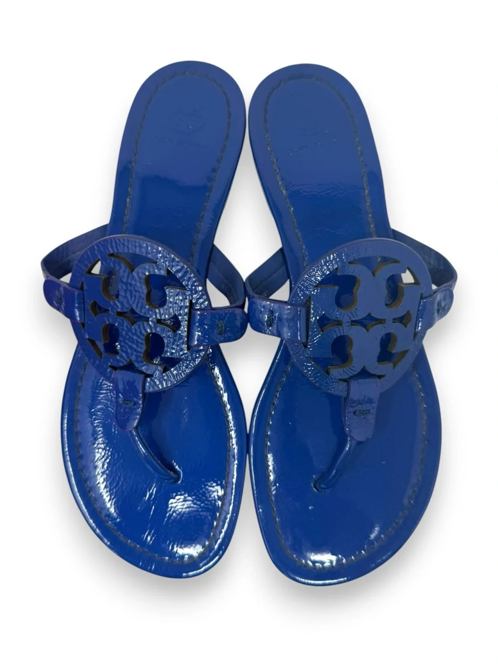 Tory Burch Nautical Blue Patent Leather Miller Thong Sandals 9 Women’s